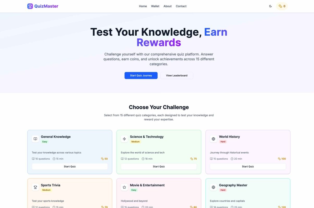 Quiz Tool with Coin System AdSense Approval Script
