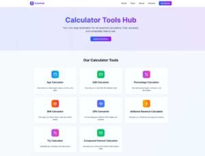 CalcHub Tool Script – 8-in-1 Calculator Tools | Built with Next.js | AdSense Ready
